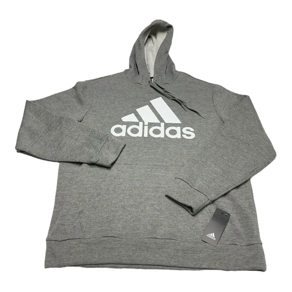 NWT Adidas Golf Grey White Fleece Hoodie Sweatshirt ADVR0801 Men's Size L